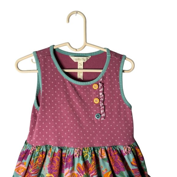 Matilda Jane Girls Sleeveless Floral Dress With Polka Dot Apples trim size 6 - Picture 3 of 7